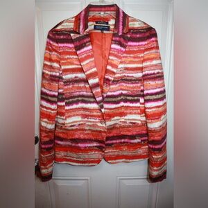 Jones New York Womens Blazer Jacket Size 8 Orange Purple Stretch